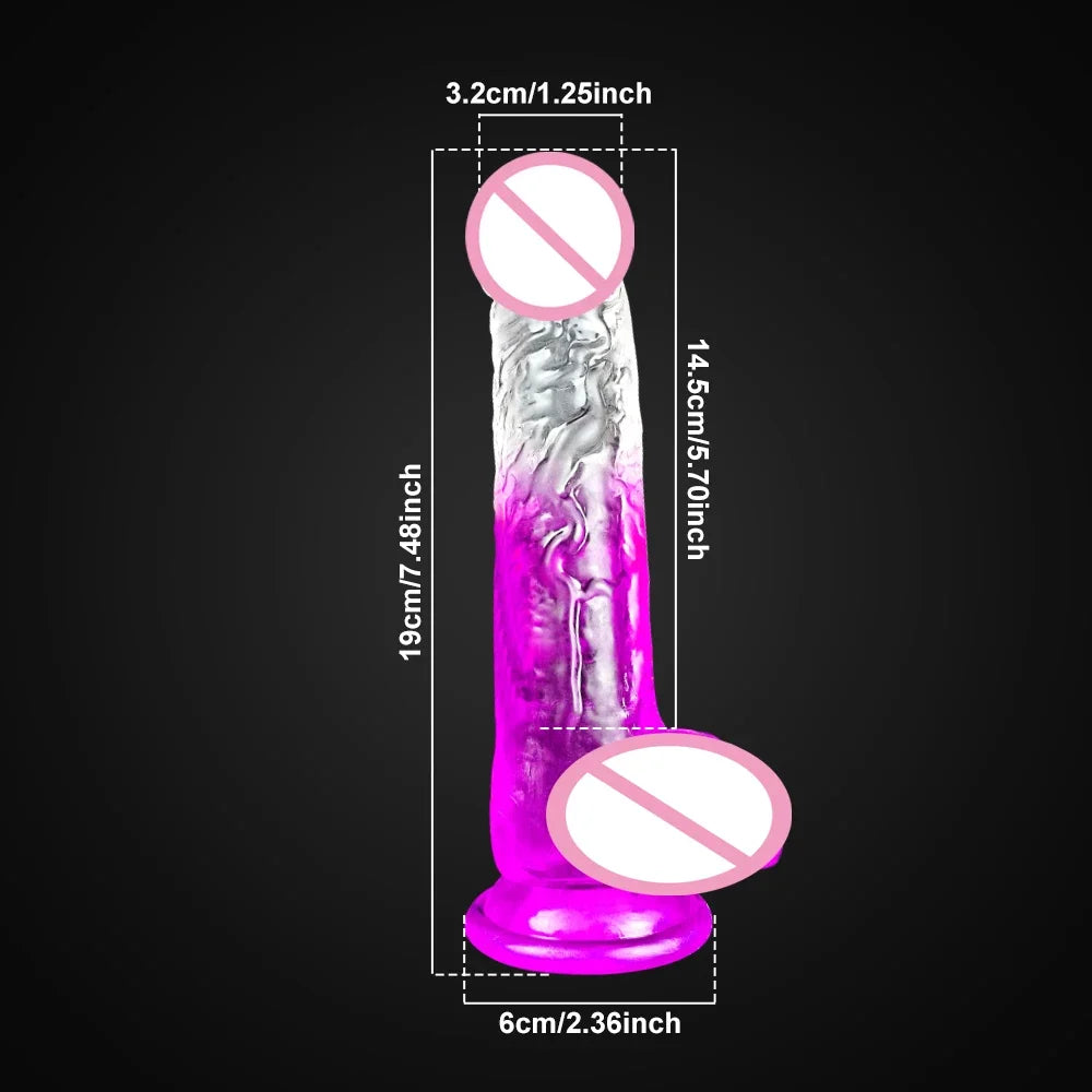 4 Sizes Transparent  Soft Jelly Dildo Realistic Fake Dick Penis Sucker Butt Plug Sex Toys for Woman Men Vagina Anal Sex Toys