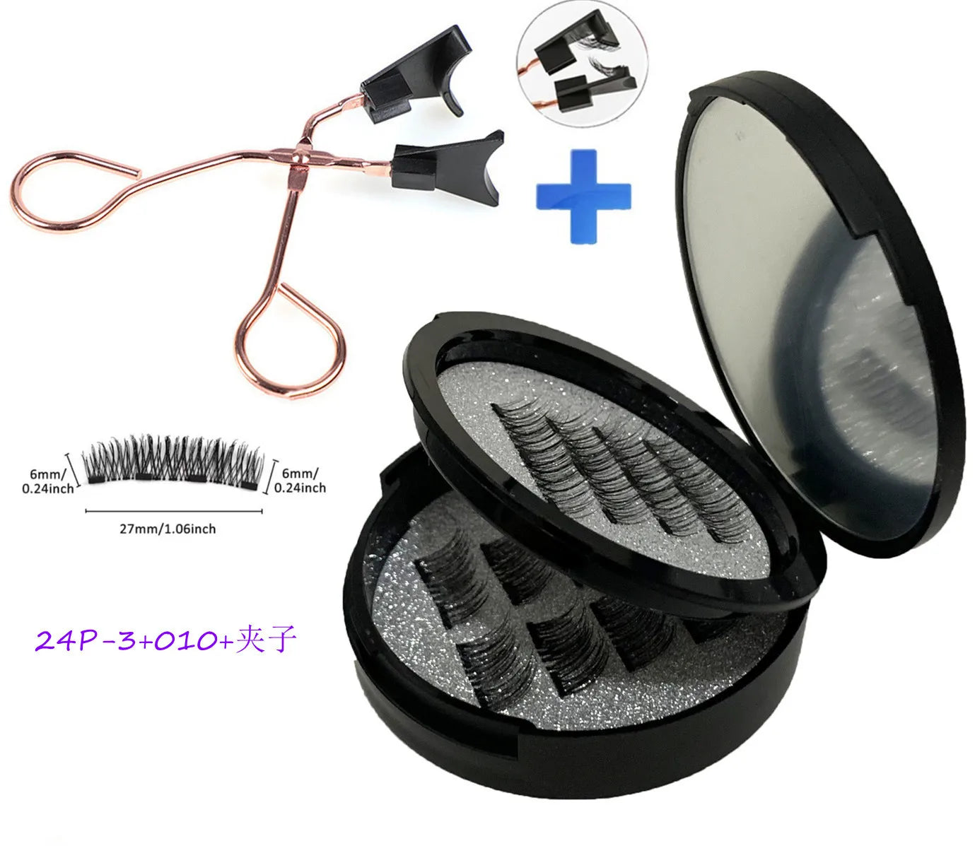 12pcs Magnetic False Eyelashes Magnetic Half Eyelashes Double Box With Mirror Applicater Reusable Beauty Eye Makeup Set