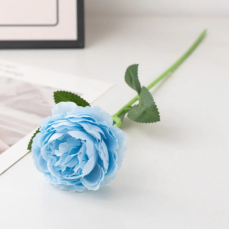 48cm Artificial Flowers Branches Rose Real Touch Peony Decor For Home Vase Wedding   Christmas Valentine's Gift Fake Flower