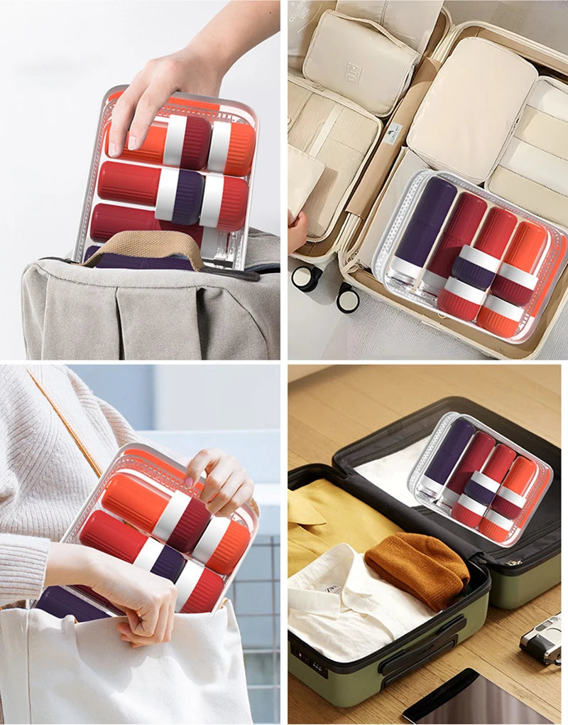 8PCS SiliconeTravel Bottles Travel-Sized Toiletries Travel Containers Leak-Proof Silicone Squeeze Travel Essentials Cream Jar