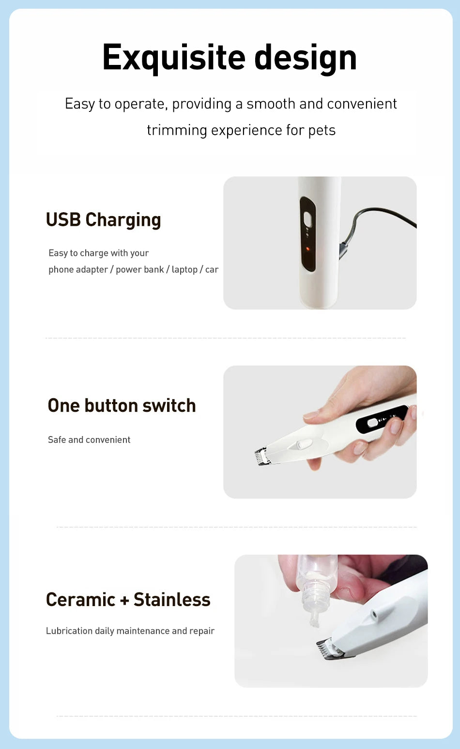 ROJECO Dog Hair Trimmer Professional Pet Foot Hair Trimmer Dog Grooming Clippers  for Dogs Haircut  Hair Cutting Electric Shaver