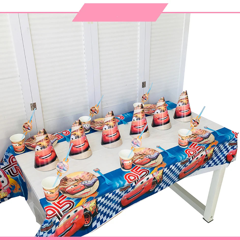 Disney Cars Birthday Decoration Cartoon Lightning Mcqueen Party Paper Plates Napkins Cups Balloon Event Supplies Baby Shower Kid