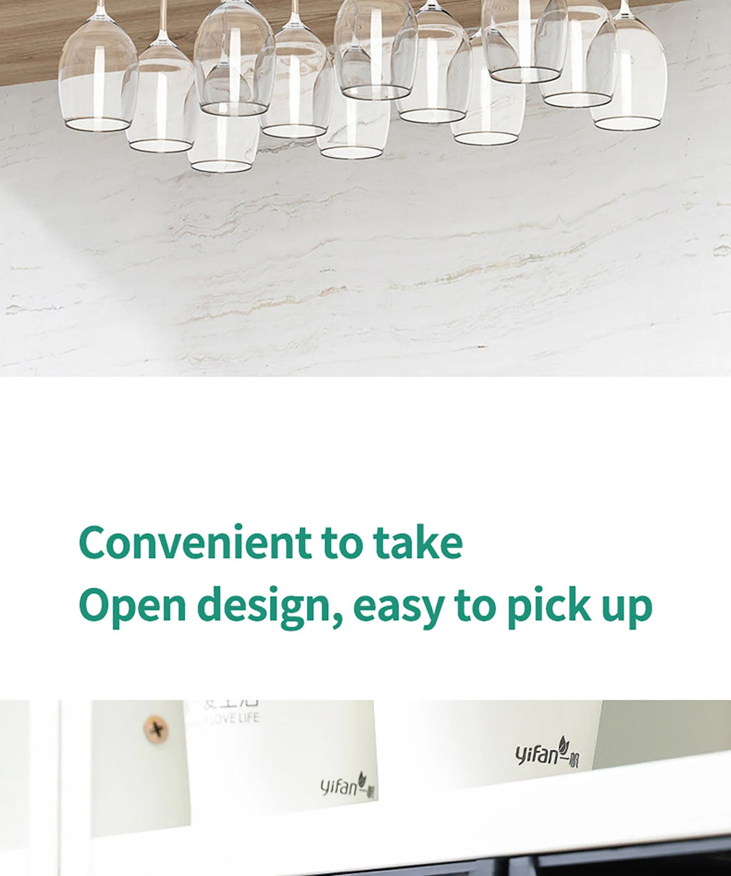 Kitchen Cabinet Free Punching Holder Wine Glass Rack Multi-Function Goblet Classification up Organizer Hanging Holder Shelf