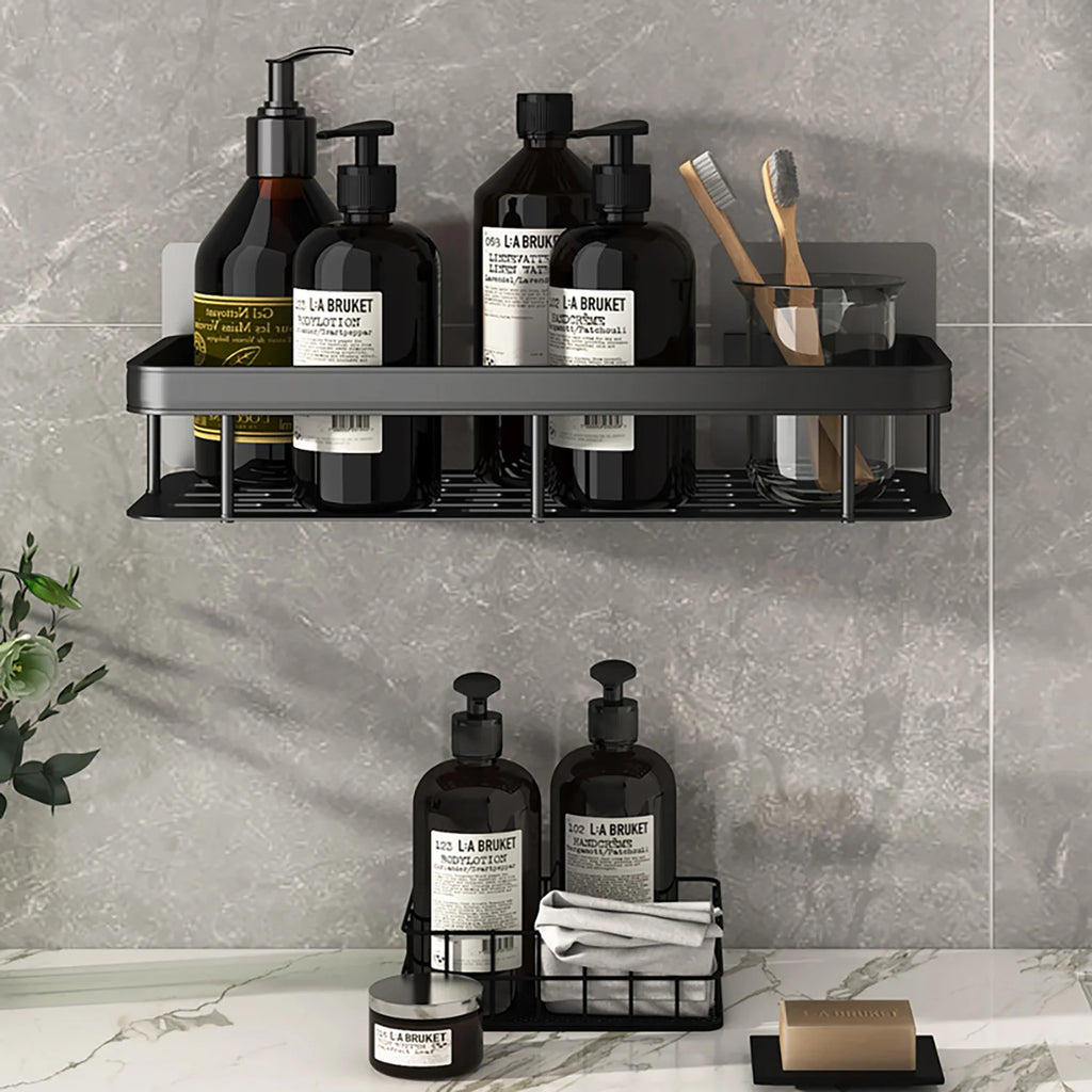 Kitchen wall mounted corner rectangular rack towel rack wall shower shampoo rack drilling-free rack tripod