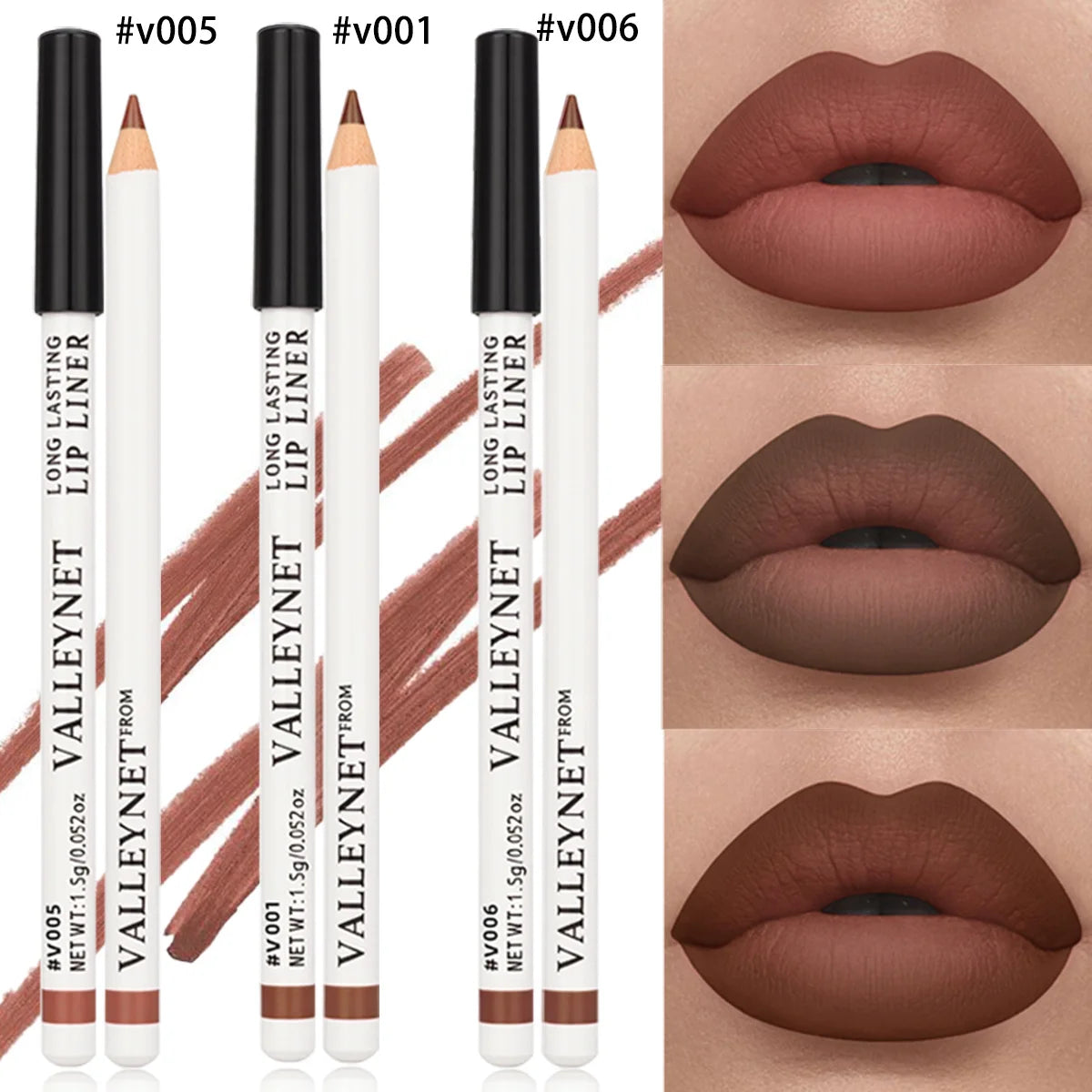 3pcs/set Lip Liner Eyeliner Set  Long Lasting Matte Waterproof Lipstick Lip Liner Women's Lip Makeup, Matte Lip Liner