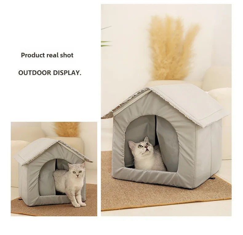Stray Cat dog House Waterproof Outdoor Winter Warm Pet Cave Sleeping Beds Home Foldable Washable for Small Dog Puppy Supplies