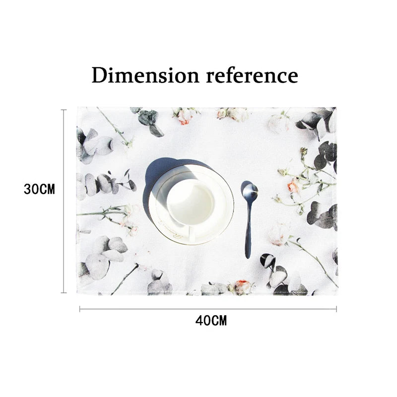 2pcs Spring Summer Placemats Spring Floral Watercolor Multicolor Placemats Decorative Linen Fabric Table Mat Dining Table Decor