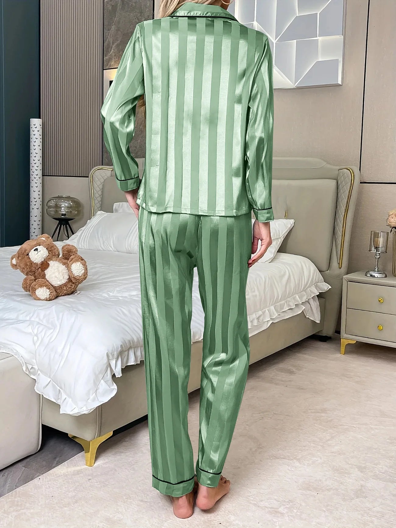 Solid Casual Pajamas For Women Two Pieces Sleepwear Women's Pajama Trousers Loungewear Sets Nightwear Female Home Suit Clothes