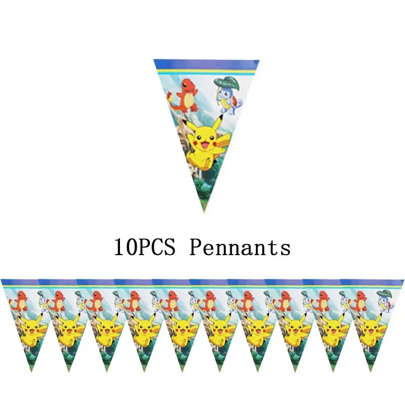 Pokemon Theme Birthday Party Decoration Supplies Cartoon Pokemon Go Tableware Cups Plates Pikachu Balloon For Baby Shower Favors