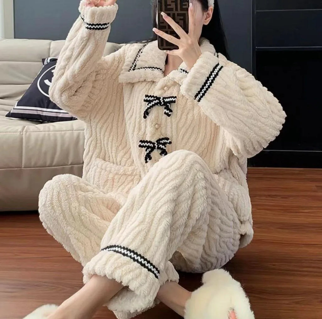 Solid Casual Pajamas For Women Two Pieces Sleepwear Women's Pajama Trousers Loungewear Sets Nightwear Female Home Suit Clothes