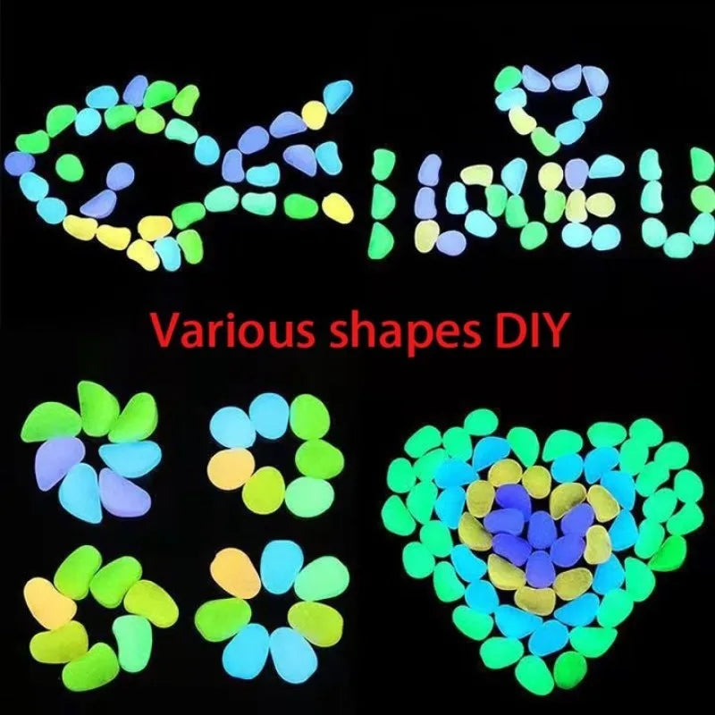 100-1000pcs Glow In The Dark Pebbles, Resin Luminous Stones For Landscape, Garden Paths, Potted Plants, Parks, Aquarium Decor