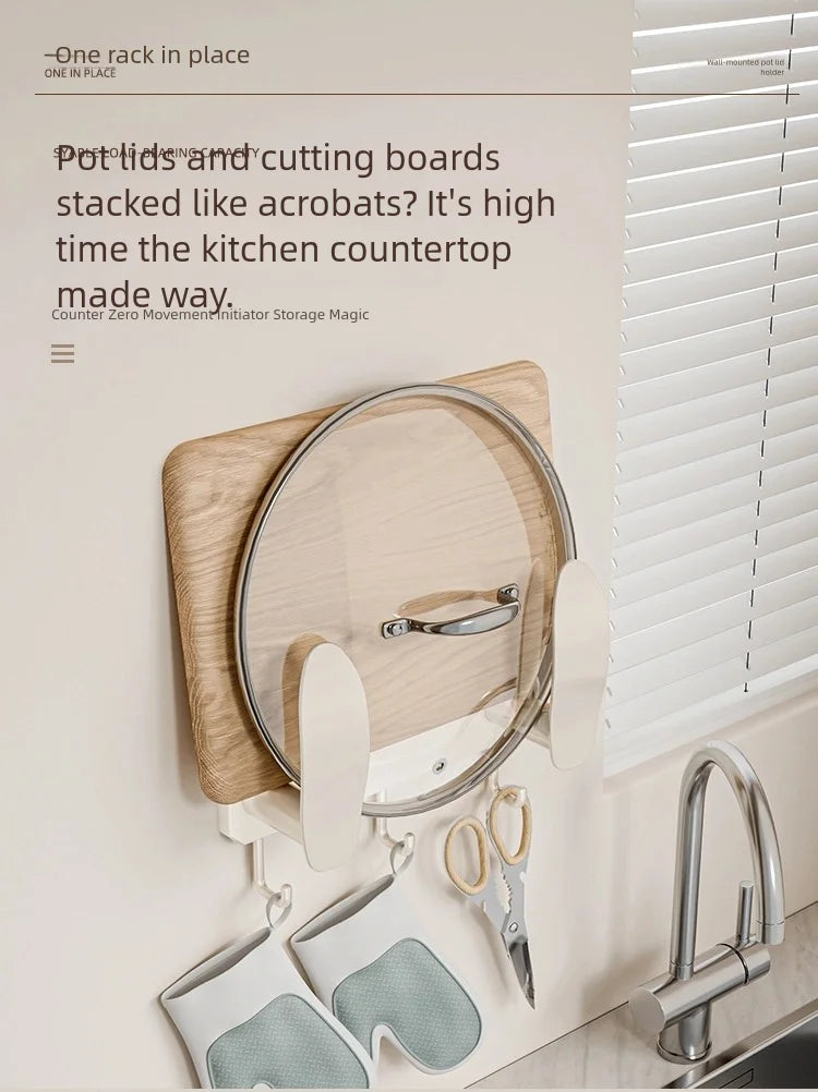No-drilling kitchen storage rack, pot lid rack, wall-mounted cutting board, display rack, storage rack, household multifunctiona