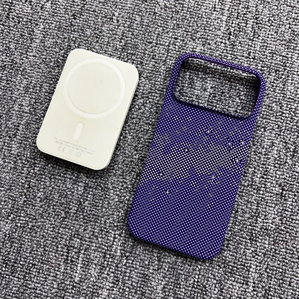 Luxury Slim Carbon Fibre Texture Magnetic Charging Case For iPhone 17 Air 16 Plus 15 14 13 12 Pro Max Half-pack Protect PC Cover