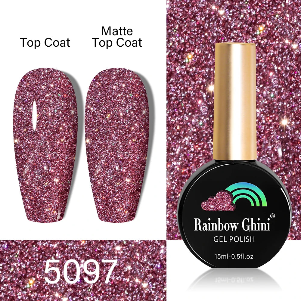 RG HEMA TPO FREE Neon Glitter Gel Nail Polish 15ml Nail Art Manicure Semi Permanent Gel Hybrid Varnishes Top Base Coat UV Nail