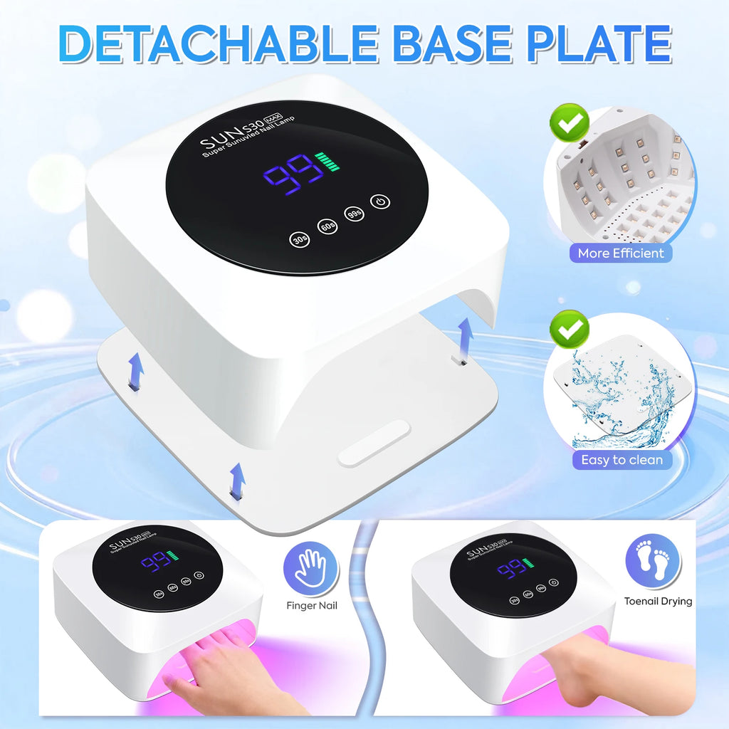 Rechargeable Nail Dryer 57 LED Nail Lamp UV Gel Nail Polish Curing Nail Lamp With Smart Sensor Manicure Salon Tool