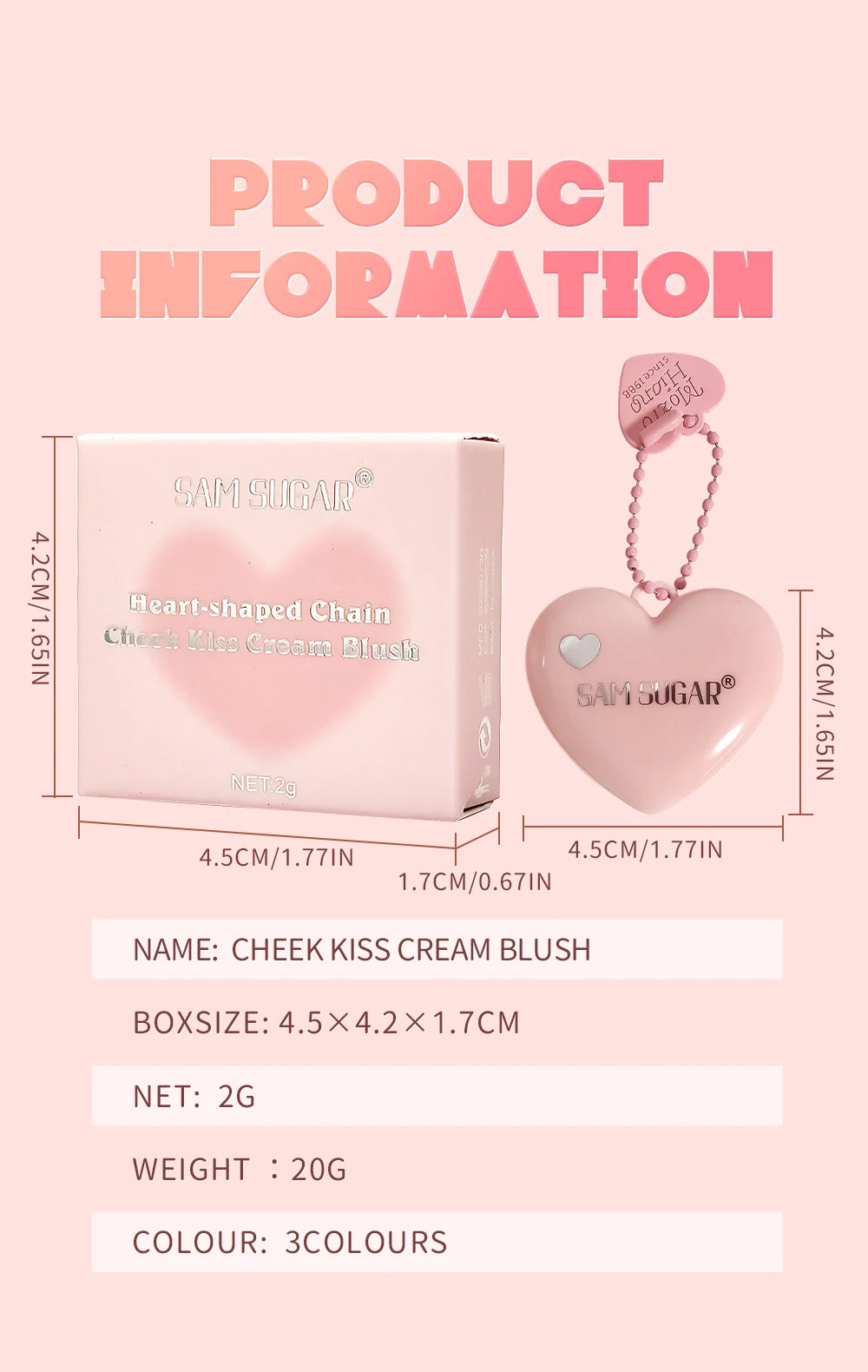 Waterproof Heart Shaped Cream Blush Long Lasting Silky Smooth Mirror Finish Lip Cheek Contour Brighten Tipsy Makeup