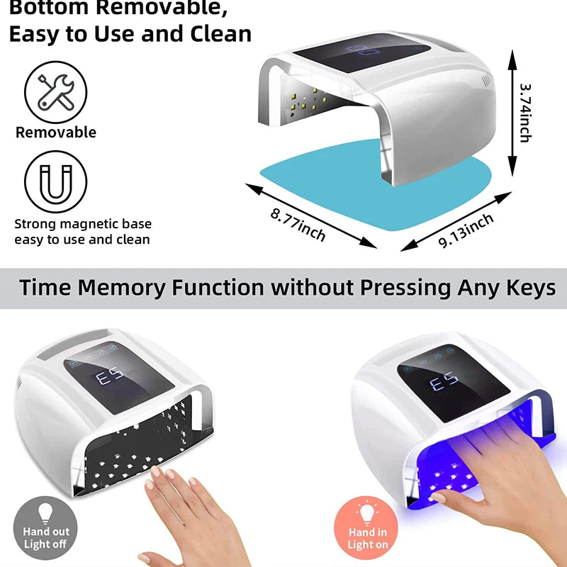 Not Rechargeable 96W Mirror Reflective Bottom Nail Lamp Gel Polish Dryer Manicure Machine UV Light for Nails Nail UV LED Lamp