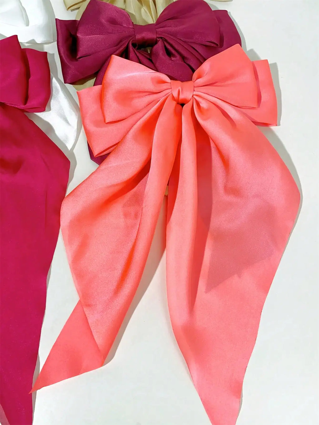 6 spring clip streamers bow hair clips for women