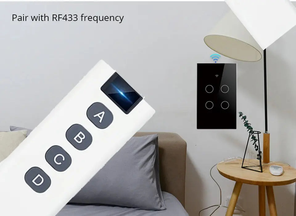 Tuya WiFi Smart Light Switch US Standard Work With Alexa Google Home Wall Touch Switch 110V 220V RF433Mhz Remote 1 2 3 4 Gang