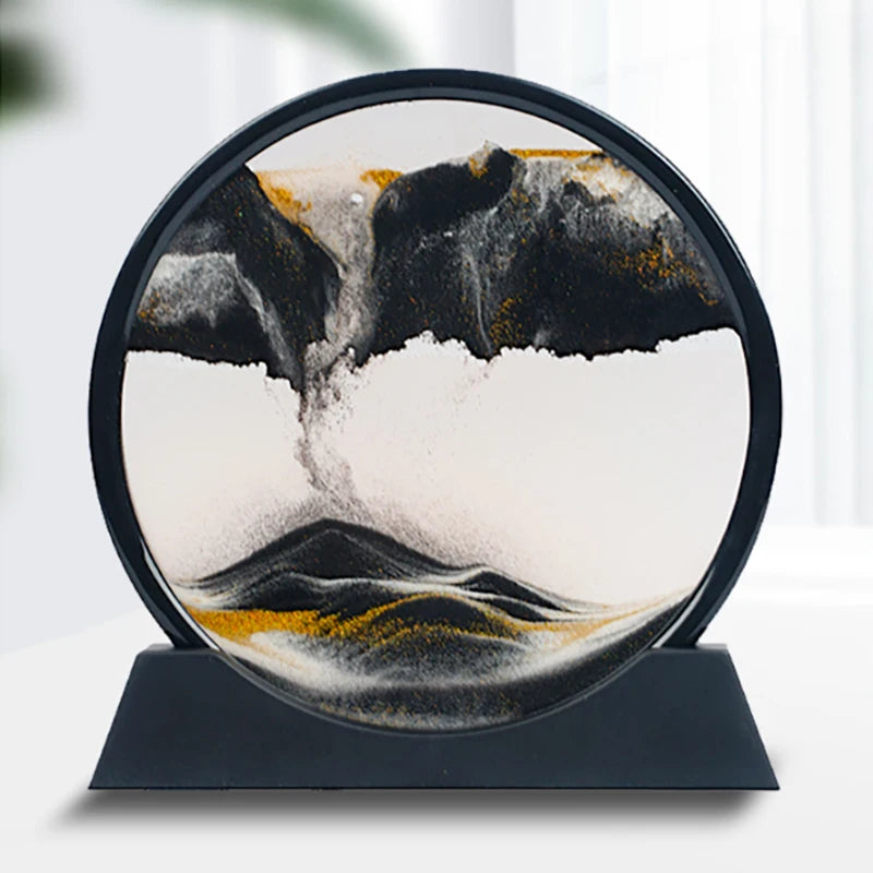 Office Home Decor 3D Extract Hourglass Quicksand Moving Sand Art Picture Round Glass Deep Sea Sandscape Craft Flowing Painting
