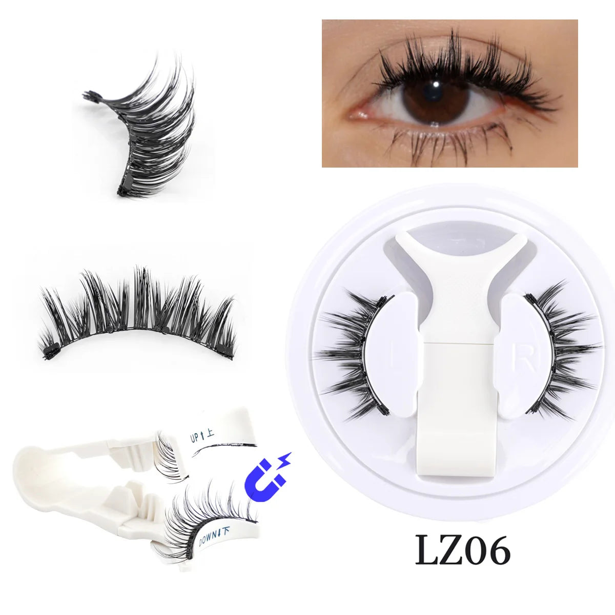 1Pair 3D Magnetic Lashes Kit Soft Natural Fluffy Reusable Faux Mink Eyelashes NO Glue Needed False Cilios Makeup Tools Mix Style
