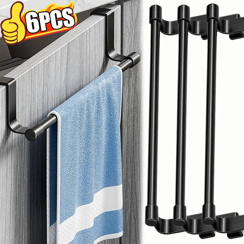 Wall Mounted Towel Racks Stainless Steel Heavy Duty Cabinet Hanging Towel Rack Organizer Shelf Holder Kitchen Bathroom Storage