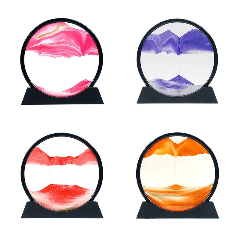 Office Home Decor 3D Extract Hourglass Quicksand Moving Sand Art Picture Round Glass Deep Sea Sandscape Craft Flowing Painting