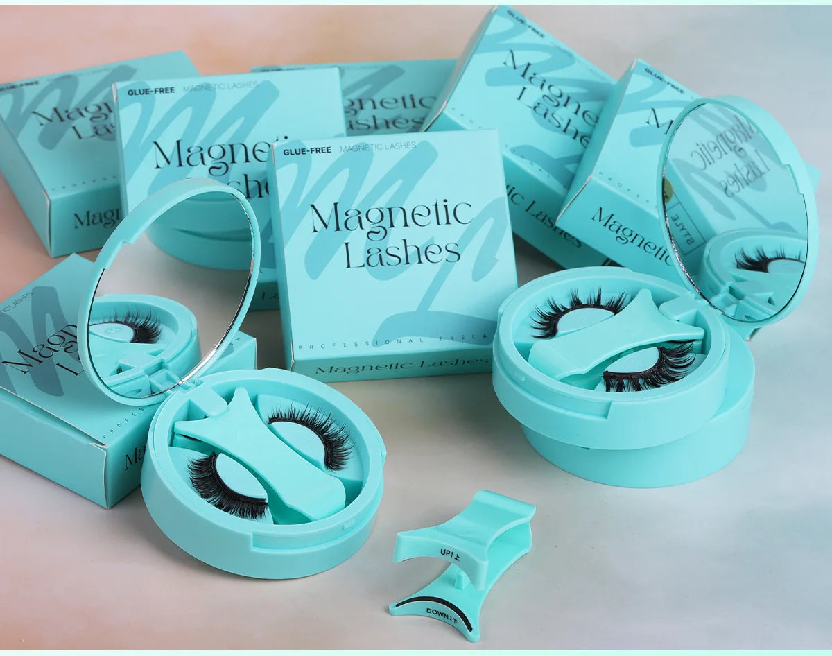 Magnetic Fake Eyelashes Set Reusable 3D Glue-free Waterproof Natural False Eyelashes With Travel-friendly Applicator