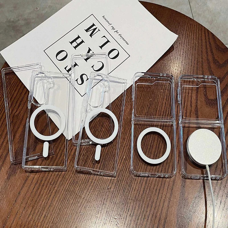 For Magesafe Magnetic Clear Wireless Charging Phone Case For Samsung Galaxy Z Fold 7 6 5 4 3 Z Flip 7 6 5 4 3 Shockproof Cover