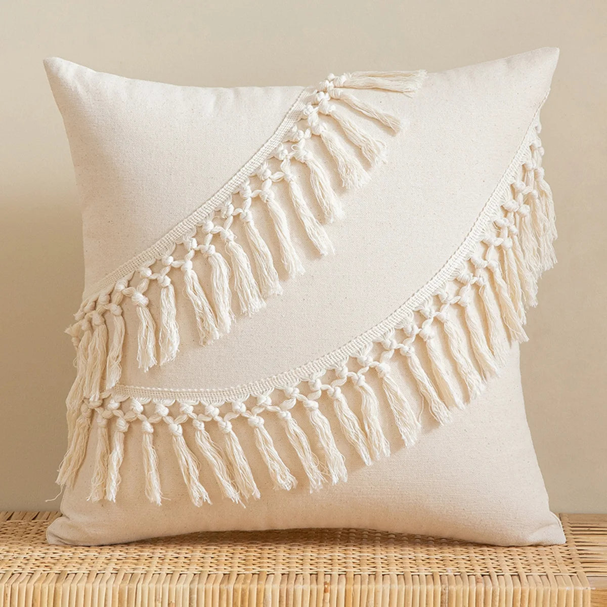 30x50cm 45x45cm Tassel White Throw Pillow Cover Cotton Linen Farmhouse Lumbar Pillowcase Indoor Outdoor Decorative Cushion Cover