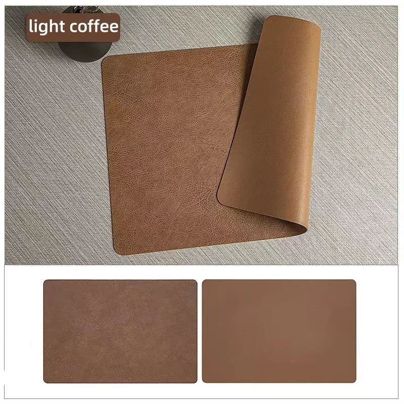 Colors Washed Cowhide Pattern PU Leather Placemats,Heat Resistant Kitchen Table Mats,Waterproof Wipeable for Party Decoration