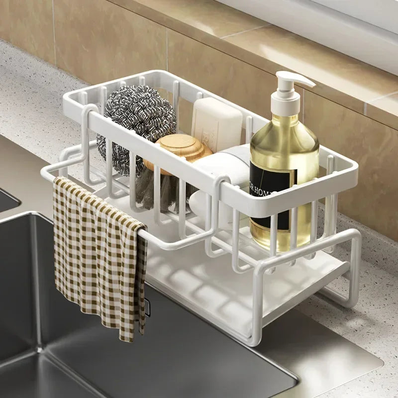 Carbon steel Kitchen Shelf Rag Storage Drainage Shelf Storage Rack Home Spice Sink Drainage dish drying rack Kitchen Accessories