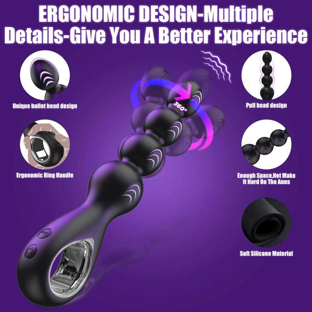 360° Rotating Anal Vibrator for Men Prostate Massager Butt Plug Anal Balls Adult  Male Gay Masturbator Toy Sex Toys for Adult