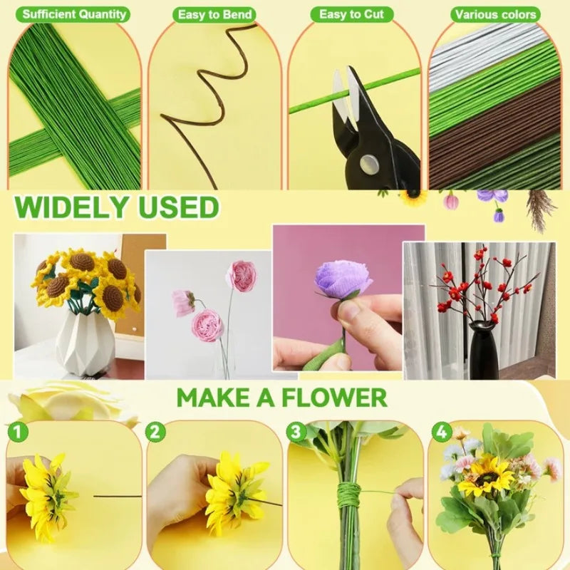 Artificial Flower Stem Plastic Stem Hydrangea Rose Flower Head Stick Rod for DIYWedding Decor Craft Accessory Flower Stem