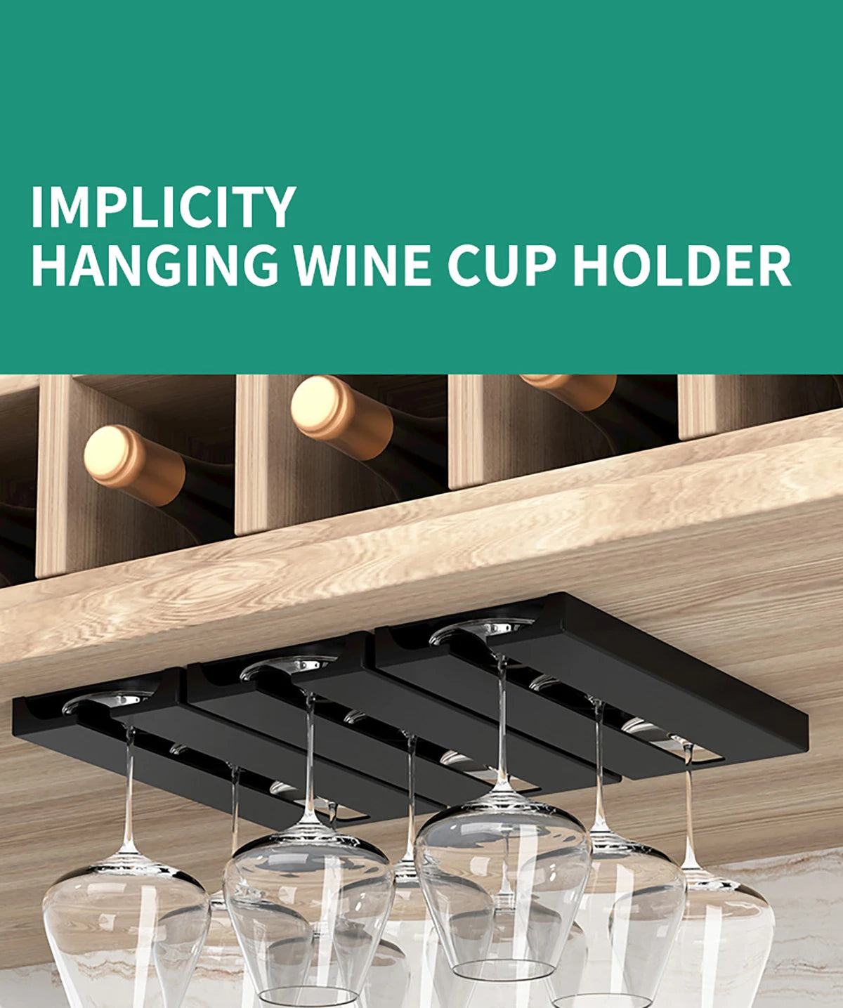 Kitchen Cabinet Free Punching Holder Wine Glass Rack Multi-Function Goblet Classification up Organizer Hanging Holder Shelf