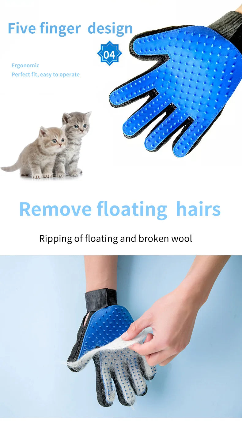 Pet Hair Glove Comb Pet Dog Cat Grooming Cleaning Glove Deshedding Hair Remover Massage Brush Animal Supplies Cat Accessoies