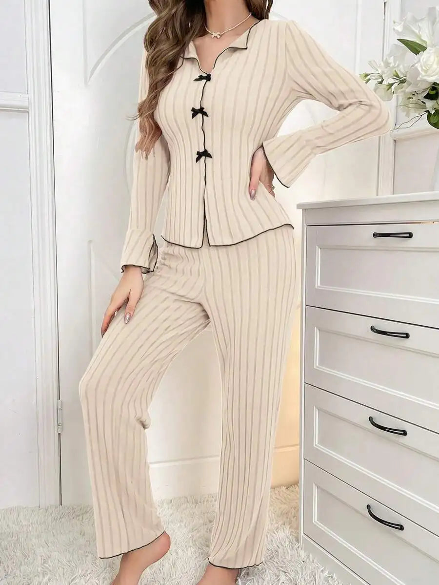 Sleepwear Women Pajama Set Woman Women's Home Clothes Trousers Sets Women's Pajamas Summer Pijama Wear Long Sleeve Sleep Lounge