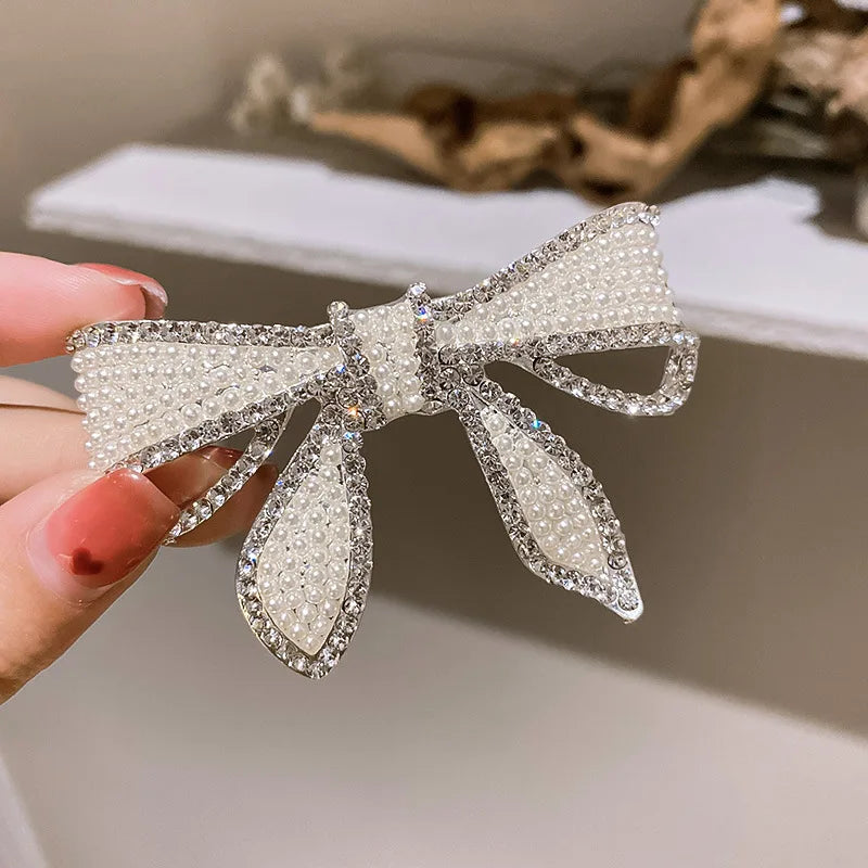 2025 New Round Ball Imitation Pearl Solid Color Spring Hair Pin/Clips for Women Personality Temperament Fashion Bow Accessories