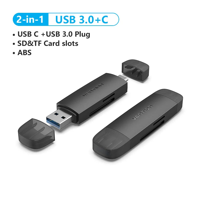 Vention SD Card Reader USB Type C to Micro SD TF Card Adapter for Laptop Accessories Phone Smart Memory USB 3.0 SD Card Adapter