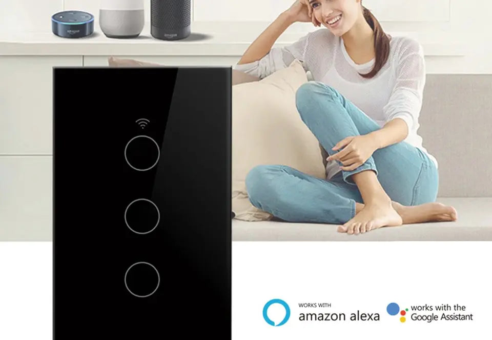 Tuya WiFi Smart Light Switch US Standard Work With Alexa Google Home Wall Touch Switch 110V 220V RF433Mhz Remote 1 2 3 4 Gang