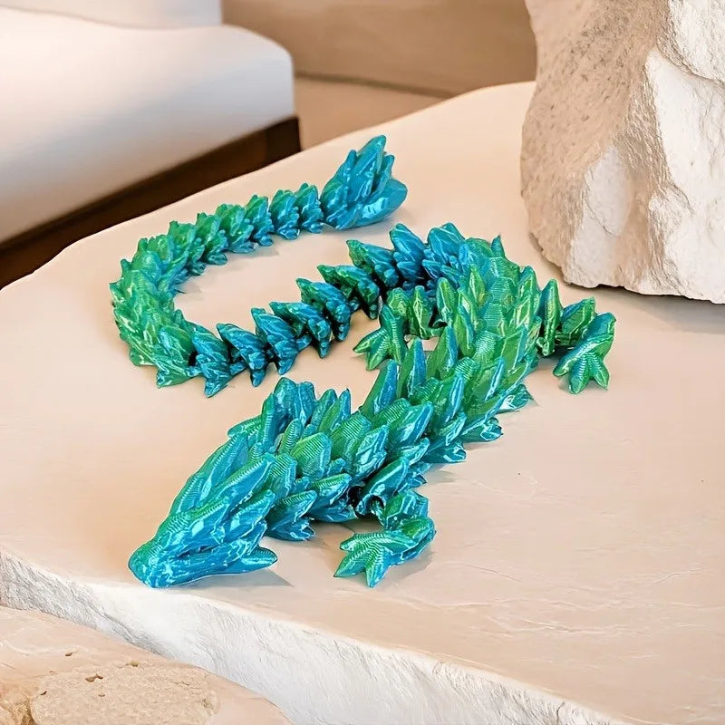 1Pc 3D Printed Gemstone Dragon Figurine-Iridescent Plastic Desk Decor, Ideal for Bedroom & Office, Perfect Gift for Christmas