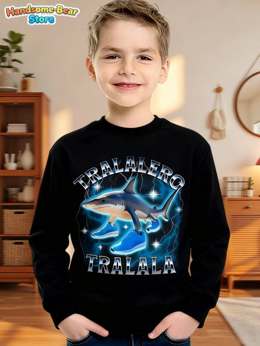 Italian Brainrot Boys Sweatshirt Autumn Long Sleeve Round Neck Hoodie Tungtung Sahur Brainrot Cartoon Children Tops Boys Clothes