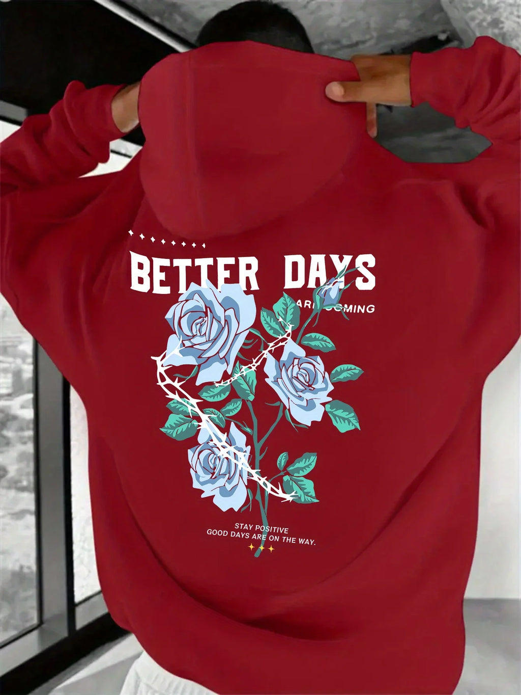 BETTER DAYS fashionable print MenS casual And Cozy Hoodies Trendy Long Sleeve Hooded Sweatshirt Casual versatile Top For Autumn