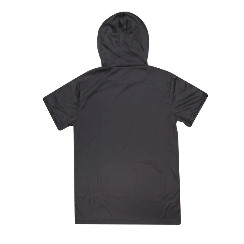 Mens Gym Thin Hoodie Short Sleeve Hoodies With Mask Sweatshirt Casual Splice Large Mask Hoodie Sweatshirt Hooded Tops Cycling
