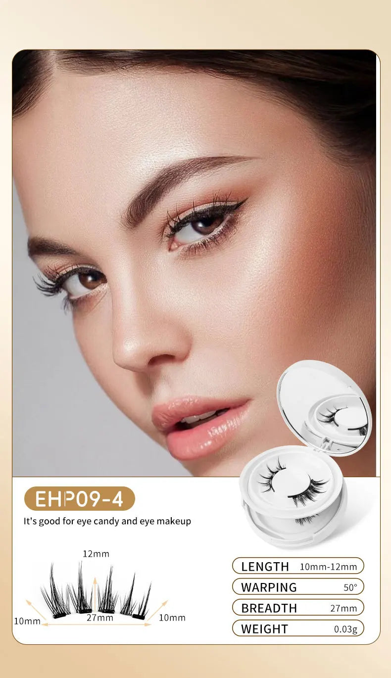 2pairs Magnetic False Eyelashes New Style Glue-Free Mink False Eyelashes Natural Nude Makeup With Mirror Reusable Beauty