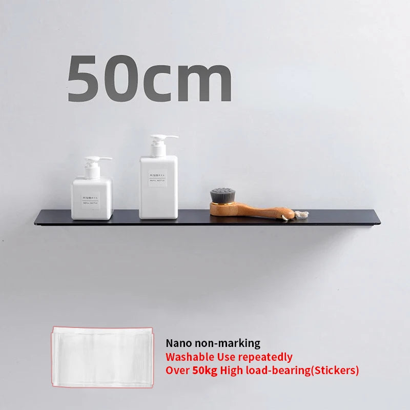 Small Shelf Without Drilling Shampoo Holder Bathroom Wall Floating White Shelves Stick Bath Organizer for Kitchen Accessories