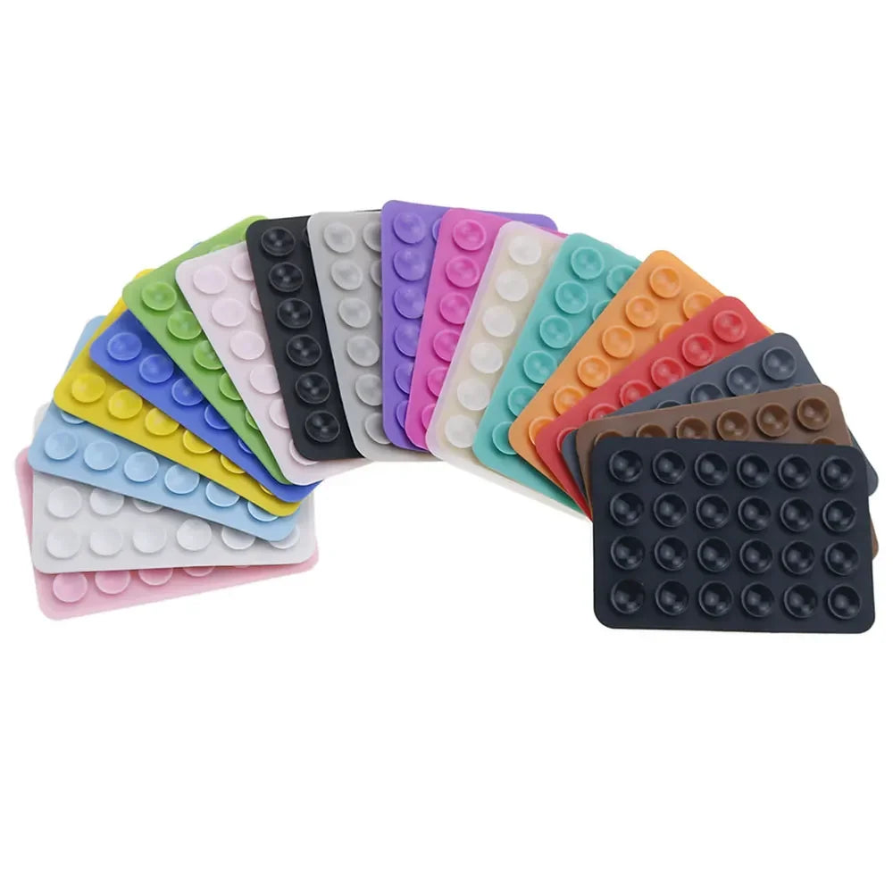 Multifunctional Silicone Suction Pad Phone Fixture Suction Cup Backed Adhesive Rubber Sucker Pad Fixed Pad 24Square Suction Cups