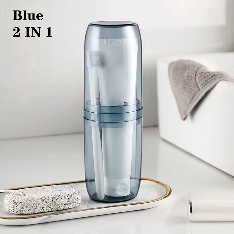 2/4 Cup Toothbrush Storage Box Portable Mouthwash Cup Toothpaste Storage Box Toiletry Travel Supplies Portable Toothbrush Cup