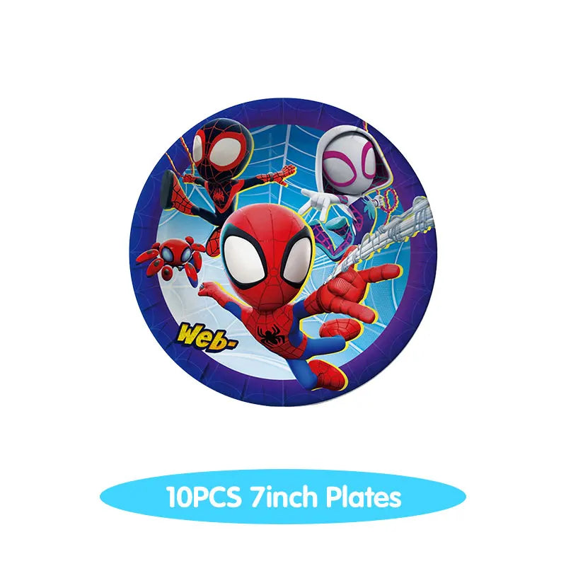 Spidey And His Amazing Friends Birthday Decoration Tableware Supplies Party Paper Cups Plates Tablecloth Banner Balloons For Kid