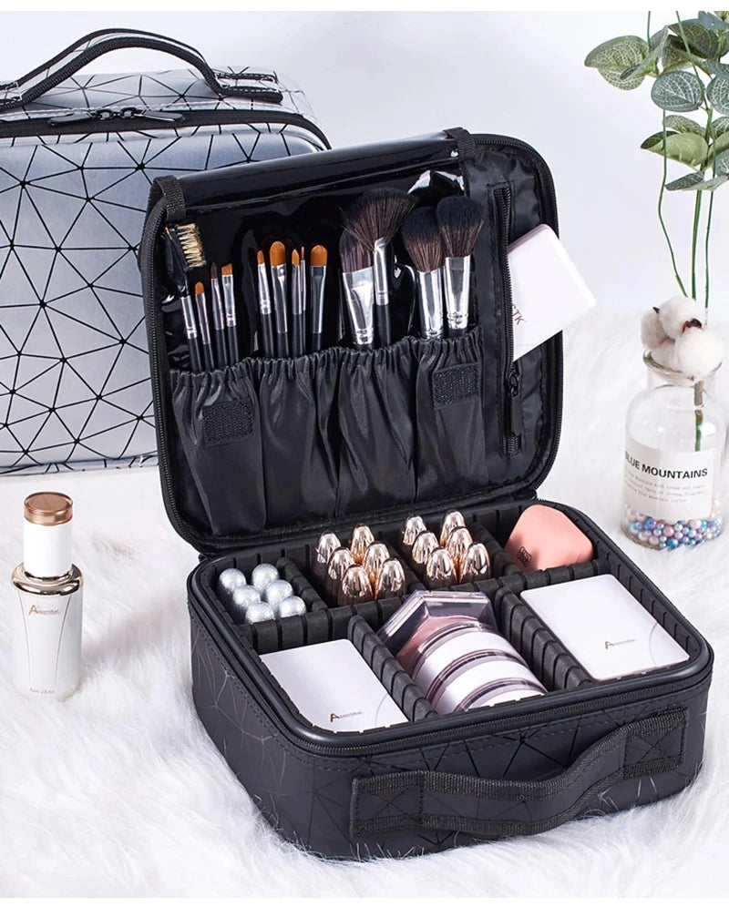 Female PU Leather Profession Makeup Case Nail Tool Suitcase For Women Cosmetics Box Beautician Cosmetics Organizer Storage Case